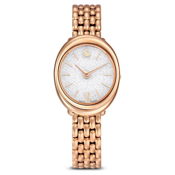 Montre ovale Imber « Swiss Made », bracelet en métal, teinte or, finition or rose Montre ovale Imber « Swiss Made », bracelet en métal, teinte or, finition or rose