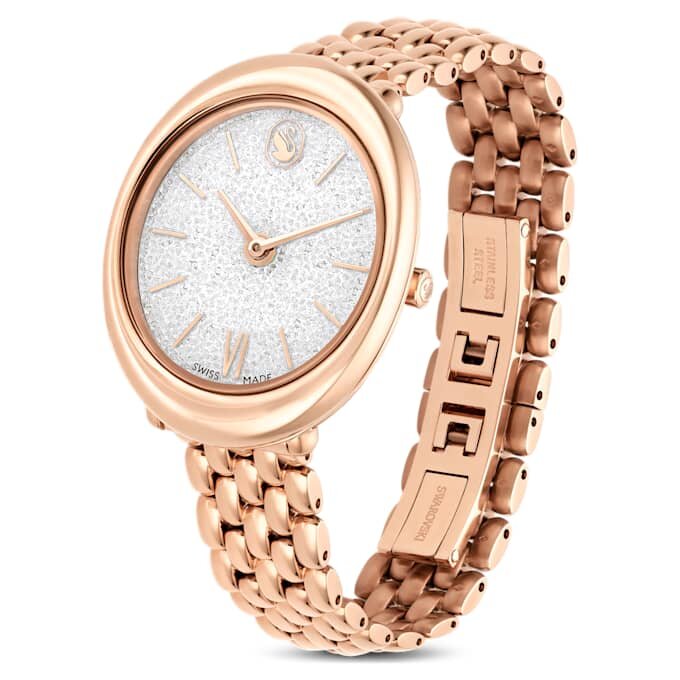 Montre ovale Imber « Swiss Made », bracelet en métal, teinte or, finition or rose Montre ovale Imber « Swiss Made », bracelet en métal, teinte or, finition or rose