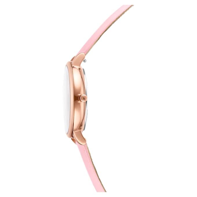 Montre Teddy Swiss Made, bracelet en cuir, rose, finition dorée rose Montre Teddy Swiss Made, bracelet en cuir, rose, finition dorée rose