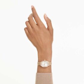 Montres Dextera Octagon « Swiss Made », bracelet en cuir, marron, finition dorée rose
