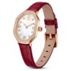 Montres Dextera Octagon « Swiss Made », bracelet en cuir, rouge, finition couleur or rose
