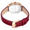 Montres Dextera Octagon « Swiss Made », bracelet en cuir, rouge, finition couleur or rose