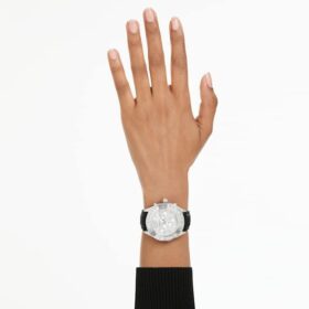 Montres Dextera Tachymètre « Swiss Made », bracelet en cuir, ton argenté, acier inoxydable