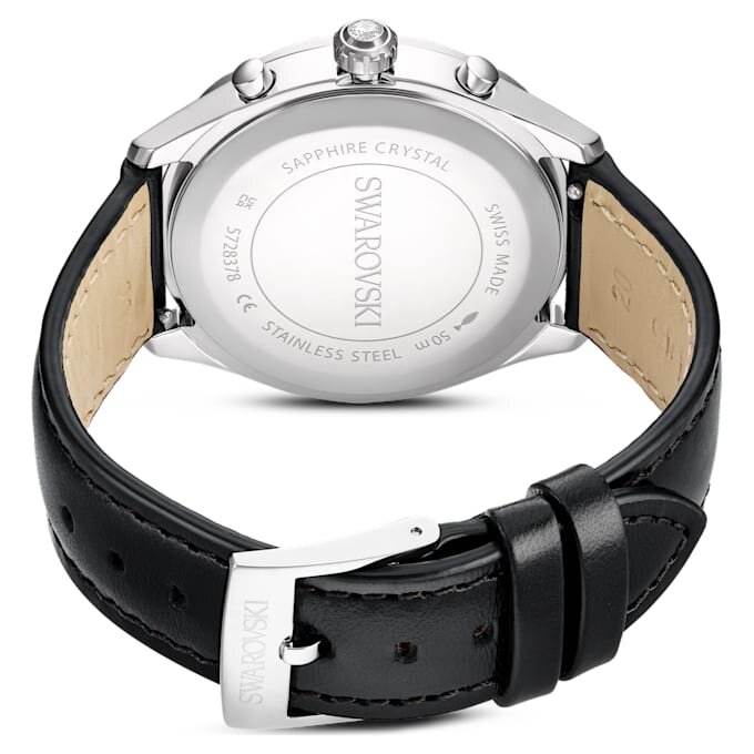 Montres Dextera Tachymètre « Swiss Made », bracelet en cuir, ton argenté, acier inoxydable Montres Dextera Tachymètre « Swiss Made », bracelet en cuir, ton argenté, acier inoxydable