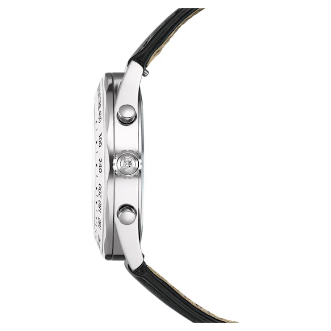 Montres Dextera Tachymètre « Swiss Made », bracelet en cuir, ton argenté, acier inoxydable Montres Dextera Tachymètre « Swiss Made », bracelet en cuir, ton argenté, acier inoxydable
