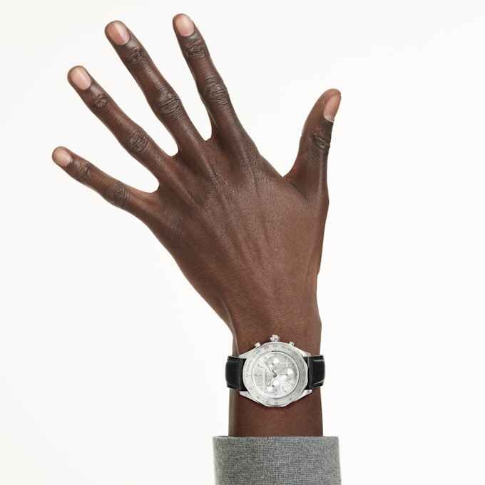 Montres Dextera Tachymètre « Swiss Made », bracelet en cuir, ton argenté, acier inoxydable Montres Dextera Tachymètre « Swiss Made », bracelet en cuir, ton argenté, acier inoxydable