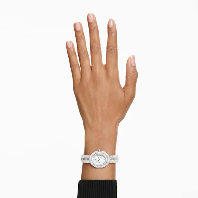 Montres Matrix Octagon à facettes baguette, bracelet en métal, teinte argentée, acier inoxydable Montres Matrix Octagon à facettes baguette, bracelet en métal, teinte argentée, acier inoxydable