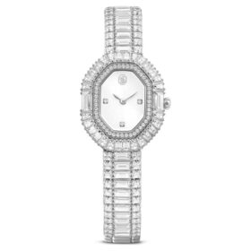 Montres Matrix Octagon à facettes baguette, bracelet en métal, teinte argentée, acier inoxydable
