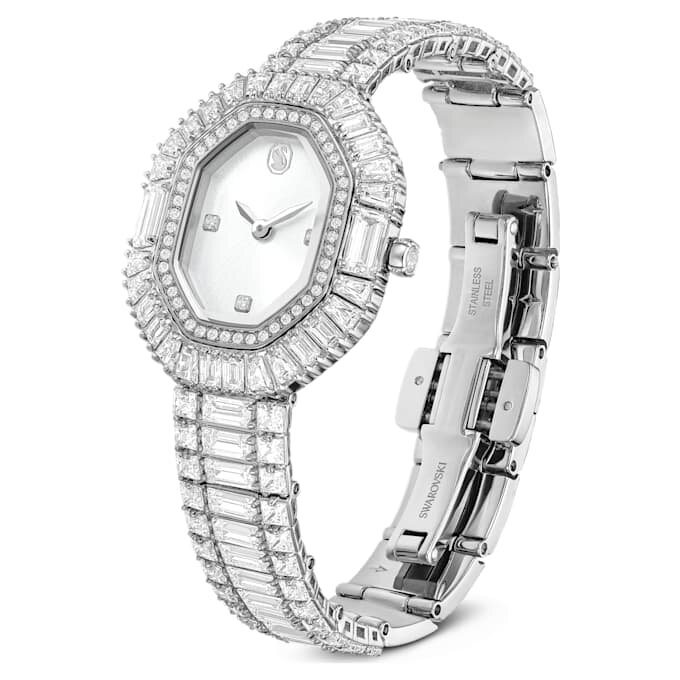 Montres Matrix Octagon à facettes baguette, bracelet en métal, teinte argentée, acier inoxydable Montres Matrix Octagon à facettes baguette, bracelet en métal, teinte argentée, acier inoxydable