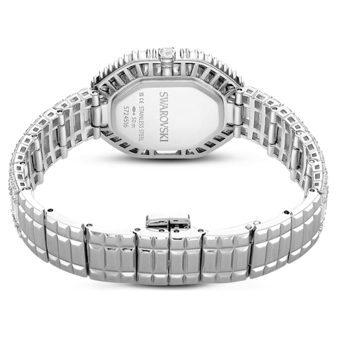 Montres Matrix Octagon à facettes baguette, bracelet en métal, teinte argentée, acier inoxydable Montres Matrix Octagon à facettes baguette, bracelet en métal, teinte argentée, acier inoxydable