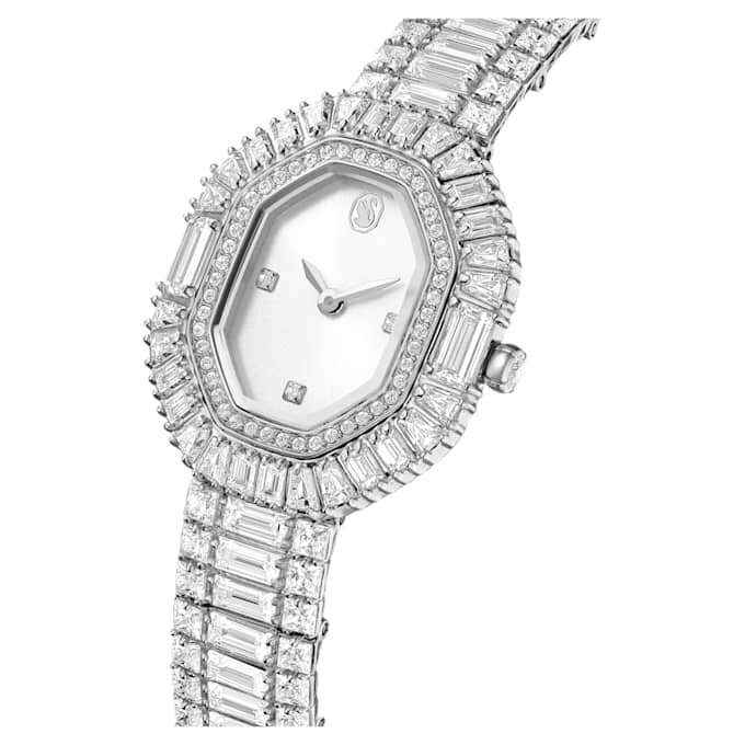 Montres Matrix Octagon à facettes baguette, bracelet en métal, teinte argentée, acier inoxydable Montres Matrix Octagon à facettes baguette, bracelet en métal, teinte argentée, acier inoxydable