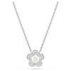 Pendentif Ariana Grande X Swarovski : perle de cristal, taille ronde, fleur, blanc, plaqué rhodium
