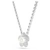 Pendentif Ariana Grande X Swarovski : perle de cristal, taille ronde, fleur, blanc, plaqué rhodium