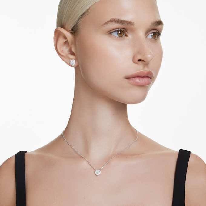 Pendentif Ariana Grande x Swarovski, tailles variées, cœur, blanc, plaqué rhodium Pendentif Ariana Grande x Swarovski, tailles variées, cœur, blanc, plaqué rhodium