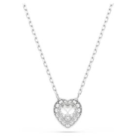 Pendentif Ariana Grande x Swarovski, tailles variées, cœur, blanc, plaqué rhodium