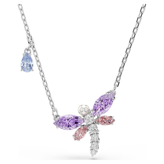 Pendentif Ariana Grande X Swarovski, tailles variées, libellule, multicolore, plaqué rhodium Pendentif Ariana Grande X Swarovski, tailles variées, libellule, multicolore, plaqué rhodium