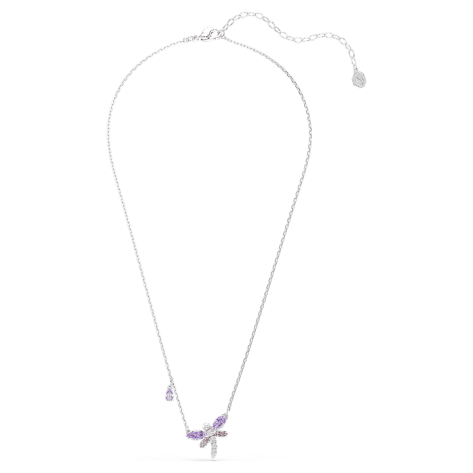 Pendentif Ariana Grande X Swarovski, tailles variées, libellule, multicolore, plaqué rhodium Pendentif Ariana Grande X Swarovski, tailles variées, libellule, multicolore, plaqué rhodium