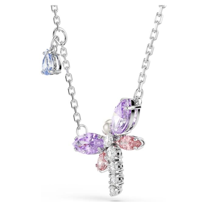 Pendentif Ariana Grande X Swarovski, tailles variées, libellule, multicolore, plaqué rhodium Pendentif Ariana Grande X Swarovski, tailles variées, libellule, multicolore, plaqué rhodium