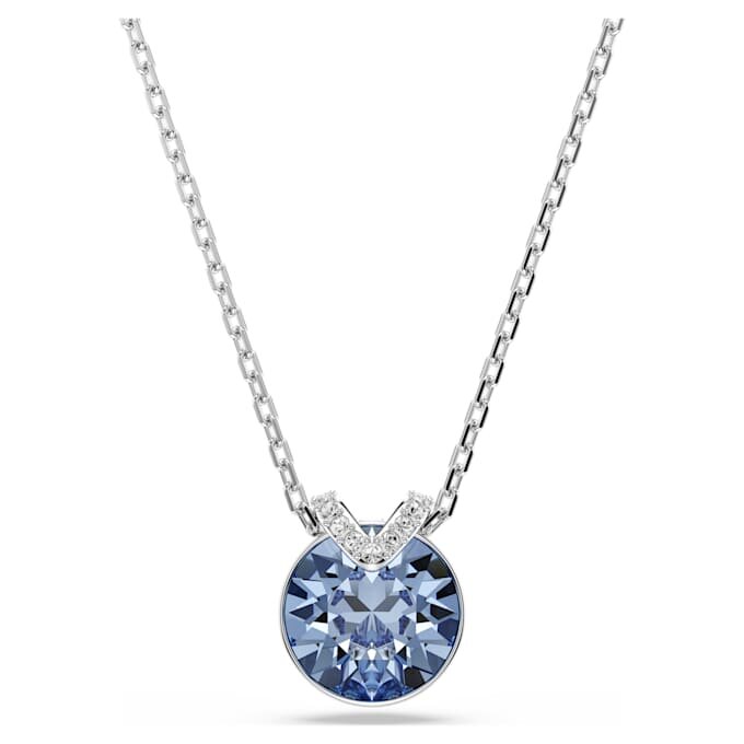 Pendentif Bella V, taille ronde, bleu, plaqué rhodium Pendentif Bella V, taille ronde, bleu, plaqué rhodium
