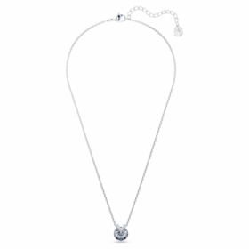 Pendentif Bella V, taille ronde, bleu, plaqué rhodium