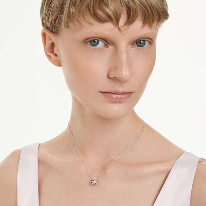 Pendentif Bella V, taille ronde, rose, plaqué rhodium Pendentif Bella V, taille ronde, rose, plaqué rhodium