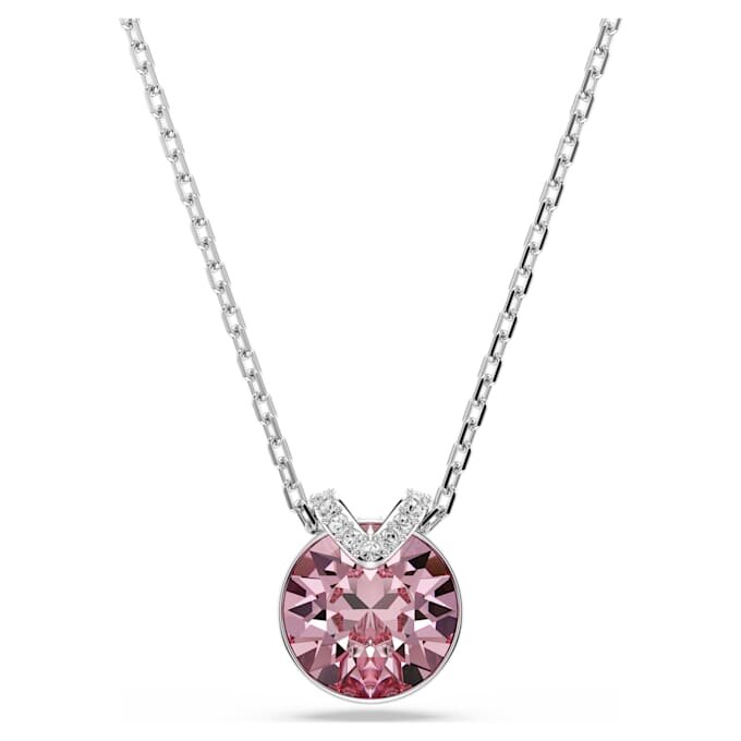 Pendentif Bella V, taille ronde, rose, plaqué rhodium Pendentif Bella V, taille ronde, rose, plaqué rhodium