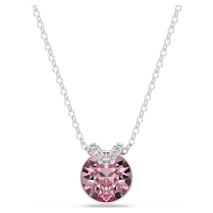 Pendentif Bella V, taille ronde, rose, plaqué rhodium Pendentif Bella V, taille ronde, rose, plaqué rhodium