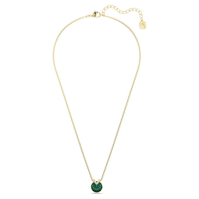 Pendentif Bella V, taille ronde, vert, plaqué or Pendentif Bella V, taille ronde, vert, plaqué or