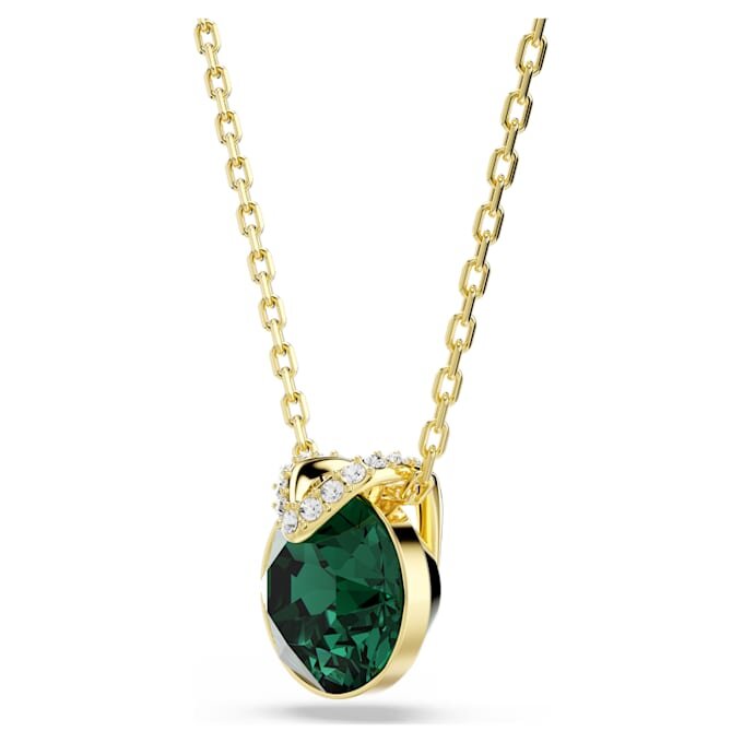 Pendentif Bella V, taille ronde, vert, plaqué or Pendentif Bella V, taille ronde, vert, plaqué or