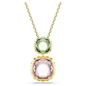 Pendentif Chroma taille coussin, multicolore, plaqué or