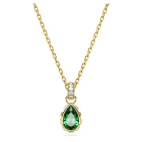 Pendentif Chroma taille poire, vert, plaqué or