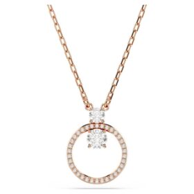 Pendentif Constella pavé, taille ronde, blanc, plaqué or rose