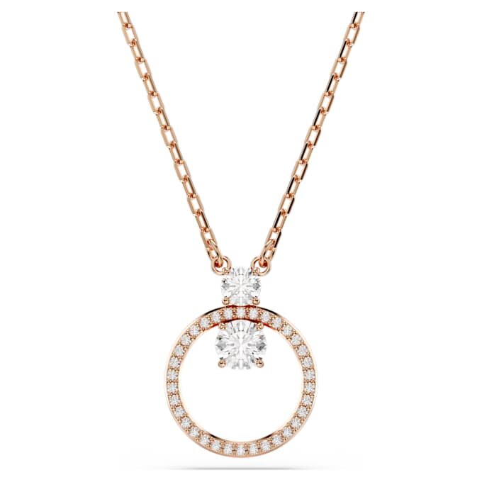 Pendentif Constella pavé, taille ronde, blanc, plaqué or rose Pendentif Constella pavé, taille ronde, blanc, plaqué or rose