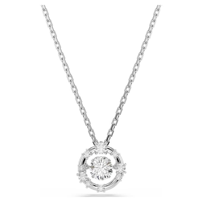Pendentif Constella, taille ronde, pierre dansante, blanc, plaqué rhodium Pendentif Constella, taille ronde, pierre dansante, blanc, plaqué rhodium