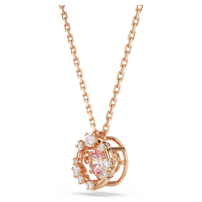 Pendentif Constella, taille ronde, pierre dansante, rose, plaqué or rose Pendentif Constella, taille ronde, pierre dansante, rose, plaqué or rose