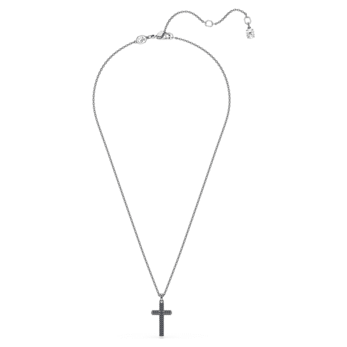 Pendentif croix Insigne, gris, plaqué ruthénium Pendentif croix Insigne, gris, plaqué ruthénium