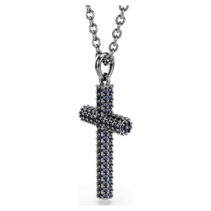 Pendentif croix Insigne, gris, plaqué ruthénium Pendentif croix Insigne, gris, plaqué ruthénium