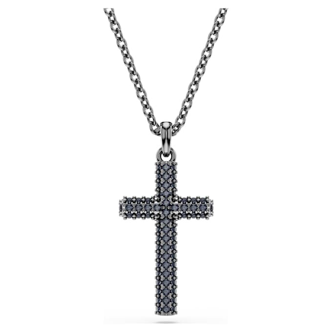 Pendentif croix Insigne, gris, plaqué ruthénium Pendentif croix Insigne, gris, plaqué ruthénium