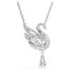 Pendentif Cygne, blanc, plaqué rhodium Pendentif Cygne, blanc, plaqué rhodium