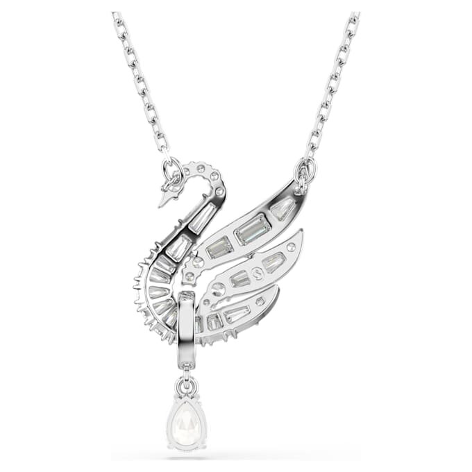 Pendentif Cygne, blanc, plaqué rhodium Pendentif Cygne, blanc, plaqué rhodium