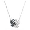 Pendentif Cygne, noir, finition métaux mélangés