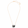 Pendentif Cygne, noir, plaqué or rose Pendentif Cygne, noir, plaqué or rose
