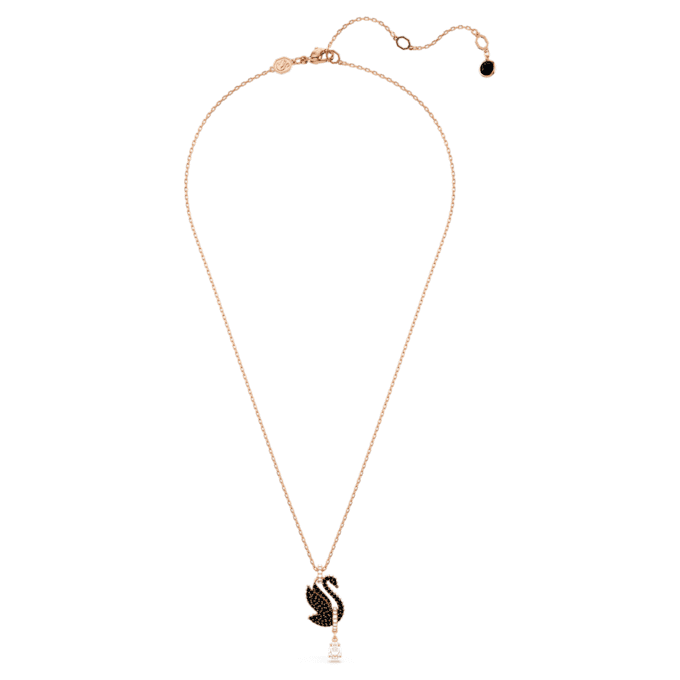 Pendentif Cygne, noir, plaqué or rose Pendentif Cygne, noir, plaqué or rose