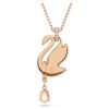 Pendentif Cygne, noir, plaqué or rose Pendentif Cygne, noir, plaqué or rose