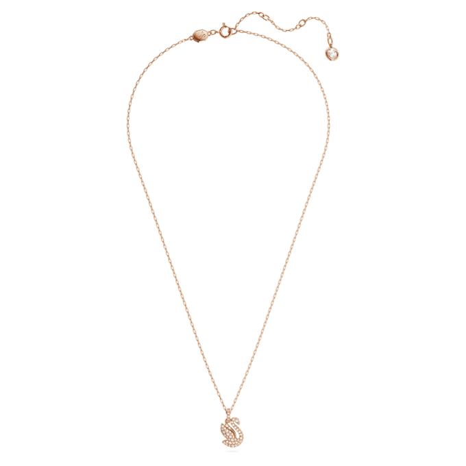 Pendentif Cygne, petit, blanc, plaqué or rose Pendentif Cygne, petit, blanc, plaqué or rose