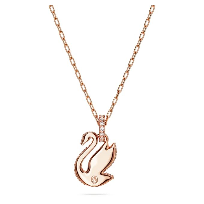 Pendentif Cygne, petit, blanc, plaqué or rose Pendentif Cygne, petit, blanc, plaqué or rose
