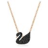 Pendentif Cygne, petit, noir, plaqué or rose Pendentif Cygne, petit, noir, plaqué or rose