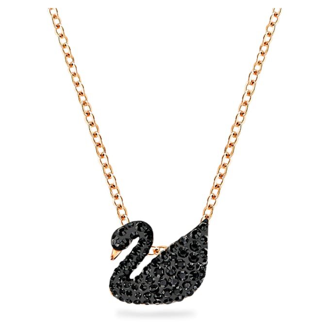 Pendentif Cygne, petit, noir, plaqué or rose Pendentif Cygne, petit, noir, plaqué or rose