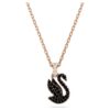 Pendentif Cygne, petit, noir, plaqué or rose Pendentif Cygne, petit, noir, plaqué or rose