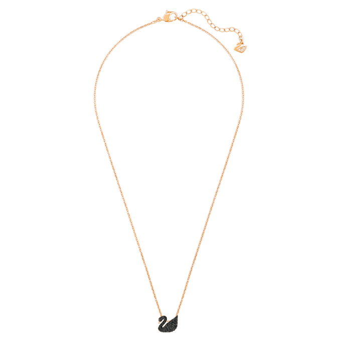 Pendentif Cygne, petit, noir, plaqué or rose Pendentif Cygne, petit, noir, plaqué or rose